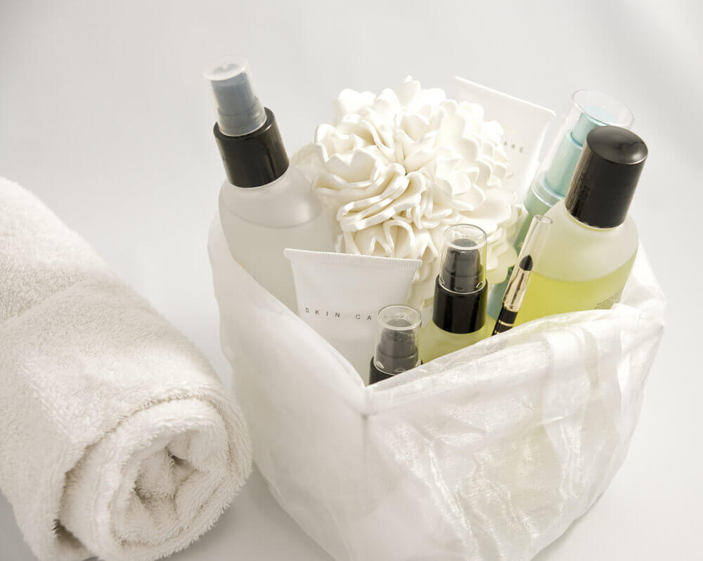 Skin care products and towel